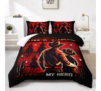 Parure De Lit 3 Pieces Style Western Avec Housse De Couette Et 2 Taies D'oreiller, Motif Cowboy, Rouge Et Noir, Decoration De Chambre Western, Quatre Saisons (1 Housse De Couette +