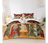 Parure de lit 3 pièces sur le thème du sapin de Noël, des versets de la Bible pour enfants, filles, garçons, adultes, housse de couette à grille rouge et noire, housse de couette à motif de fée Sainte