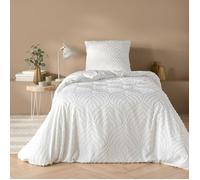Douceur d'Intérieur – Parure de lit Heltie – Microfibre tuftée – 2 pièces 140 x 200 cm Blanc