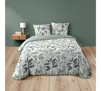 Douceur d'Intérieur Parure de lit Voltine 240x220 cm Sauge 100% coton - 3 pièces