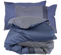 Parure de lit 300x240 cm 50x70 cm en satin de coton ENZO bleu