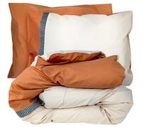 Parure de lit 300x240 cm 50x70 cm percale MACASSAR Cognac 3 pièces