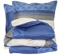 Parure de lit 300x240 cm 65x65 cm en satin de coton TIAGO bleu Indigo