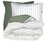 Parure de lit 300x240 cm 65x65 cm percale 100% coton GABY vert Kaki 3 pièces