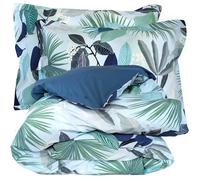 Parure de lit 300x240 cm taies 50x70 cm percale de coton MOOREA PACIFIC bleu/vert 3 pièces