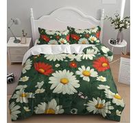 Parure de Lit 3D 2 Personnes 200x200 cm - Housse de Couette Campagne Papillons Fleurs Hypoallergénique Microfibre avec Fermeture Éclair - Douce et Facile d'entretien Vert Ensemble Literie