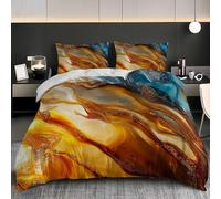 Parure de Lit 3D 2 Personnes 240x220 cm - Housse de Couette Conception de Fluides en Verre Hypoallergénique Microfibre avec Fermeture Éclair - Douce et Facile d'entretien Ambre Ensemble Literie