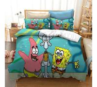 Parure De Lit 3d Bob L'éponge Avec Housse De Couette Et Taie D'oreiller, Motif Dessin Anime, Pour Lit Double, Queen, King, Super King, 2/3 Pieces
