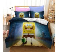 Parure De Lit 3d Bob L'éponge Avec Housse De Couette Et Taie D'oreiller, Motif Dessin Anime, Pour Lit Double, Queen, King, Super King, 2/3 Pieces