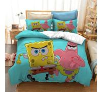 Parure De Lit 3d Bob L'éponge Avec Housse De Couette Et Taie D'oreiller, Motif Dessin Anime, Pour Lit Double, Queen, King, Super King, 2/3 Pieces