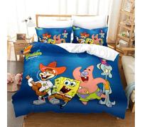 Parure De Lit 3d Bob L'éponge Avec Housse De Couette Et Taie D'oreiller, Motif Dessin Anime, Pour Lit Double, Queen, King, Super King, 2/3 Pieces
