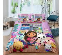 Parure De Lit 3d Gabby's Dollhouse, Housse De Couette En Polyester, Taie D'oreiller, Pour Lit Simple, Double, Complet, Pour Filles, Garcon S, Enfants, Cadeau