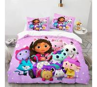 Parure De Lit 3d Gabby's Dollhouse, Housse De Couette En Polyester, Taie D'oreiller, Pour Lit Simple, Double, Complet, Pour Filles, Garcon S, Enfants, Cadeau