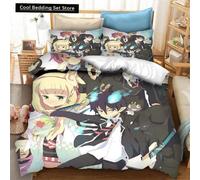 Parure De Lit 3d Imprimee Motif Anime Blue Exorcist, Housse De Couette, Taie D'oreiller, Une Pièce