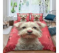 Parure De Lit 3D Imprimée Yorkshire Terrier Animaux Housse Couette avec Fermeture Éclair Microfibre + 2 Taie d'oreiller pour Enfants Et Adulte King（220x240cm）