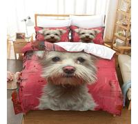 Parure De Lit 3D Imprimée Yorkshire Terrier Animaux Sets Housse De Couette avec Fermeture Éclair Décoration De Chambre À Coucher avec 2 Taie d'oreiller pour Enfants Et Adulte Super King（260x220cm）