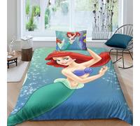 Parure De Lit 3d La Petite Sirène Avec Housse De Couette Et Taie D'oreiller Motif Princesse De Dessin Anime Doux Et Confortable 2 Pieces Housse De Couette 1 Piece + Taie D'oreiller