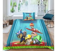Parure De Lit 3d Motif Dessin Anime Pat' Patrouille Avec Housse De Couette Et Taie D'oreiller Motif Chien Équipe Douce Et Confortable 2 Pieces 1 Housse De Couette + Taie D'oreiller
