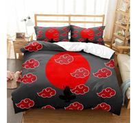 Parure De Lit 3d Motif Dessin Anime Red Cloud, Housse De Couette, Linge De Lit Pour Enfants, Akatsuki, Japon, Pour Lit Double, Queen, King, Simple, Cadeau