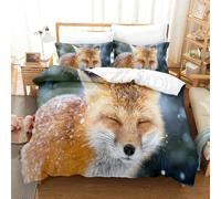 Parure De Lit 3d The Fox Avec Housse De Couette Et Taie D'oreiller, Pour Lit Double, Queen Et King Size