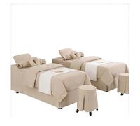 Parure de lit 4 pièces brodée à trois lignes de qualité hôtelière de qualité supérieure, résistante aux plis et à la décoloration. Beige Square bedside 190 * 80cm (74.8 * 31.5in)