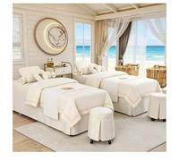 Parure de lit 4 pièces brodée à trois lignes de qualité hôtelière de qualité supérieure, résistante aux plis et à la décoloration. blanc Square bedside 185 * 80cm(72.8 * 31.5in）