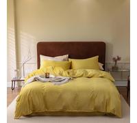 Parure de lit 4 pièces comprenant une housse de couette, un drap plat et 2 taies d'oreiller - Velours doux pour grand lit/très grand lit