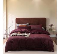 Parure de lit 4 pièces comprenant une housse de couette, un drap plat et 2 taies d'oreiller - Velours doux pour grand lit/très grand lit