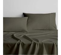 Parure de lit 4 pièces en Coton pour très Grand lit 183 x 203,2 cm pour Matelas jusqu'à 38,1 cm de Profondeur : 183 x 203,2 cm - Gris foncé uni
