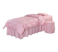 Parure de lit 4 pièces en microfibre de qualité supérieure avec cantonnière et jupe carrée - 190 x 70 cm - Couvre-lit durable pour salon de beauté pour la maison et les événements - Couleur C