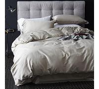 Parure de lit 4 pièces, Ensemble de draps en Satin et Velours de Coton, Style années 60, Quatre pièces, Couleur Unie, en Coton exporté, Couleur Cerise Poudre, King