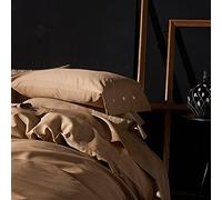 Parure de lit 4 pièces, Ensemble de draps en Satin et Velours de Coton, Style années 60, Quatre pièces, Couleur Unie, en Coton exporté, Couleur Cerise Poudre, King