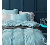 Parure de lit 4 pièces, Ensemble de draps en Satin et Velours de Coton, Style années 60, Quatre pièces, Couleur Unie, en Coton exporté, Couleur Cerise Poudre, King