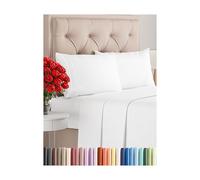 Parure de lit 4 pièces, format Queen size, draps de lit de qualité hôtelière, ultra doux, poches profondes, faciles à installer, draps respirants et rafraîchissants, sans plis, confortables, blancs