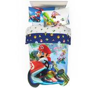 Parure de lit 4 pièces Super Mario Kart Game pour Enfants, lit jumeau, Super Douce et Confortable, réversible (Produit sous Licence Officielle) Franco