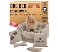 Parure de lit 5 en 1 de luxe fabriquée à la main pour chien et chat | Canapé surélevé 3 fois plus durable et lavable pour chiot et chaton avec 2 coussins et 2 jouets - Velours hollandais super doux,
