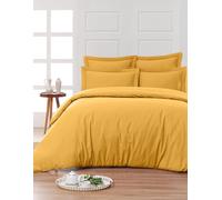 PARURE DE LIT 5 Pieces Unie en pour Un lit 2 Personnes 160 x 200 cm 1 drap housse + 1 drap plat +2 taies d'oreiller 50 x 70 cm + 1 taie de traversin 100% Coton 57 Fils HAUTE QUALITE (ORANGE)