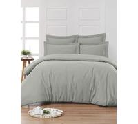 PARURE DE LIT 5 Pieces Unie en pour Un lit 2 Personnes 180 x 200 cm -1 Drap Housse + 1 Drap Plat +2 taies d'oreiller 50 x 70 cm + 1 taie de traversin 100% Coton 57 Fils Haute Qualite (ARGENT)