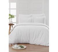 PARURE DE LIT 5 Pieces Unie en pour Un lit 2 Personnes 180 x 200 cm -1 Drap Housse + 1 Drap Plat +2 taies d'oreiller 50 x 70 cm + 1 taie de traversin 100% Coton 57 Fils Haute Qualite (BLANC)