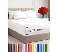 Parure de lit 6 pièces Respirantes et rafraîchissantes pour Grand lit très Profond, draps de lit de qualité hôtelière, faciles à Installer, Douce, Infroissable et Confortable, avec Poches très