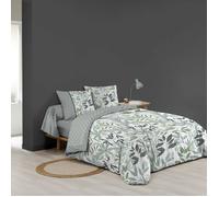 Parure de lit 6 pièces VOLTINE SAUGE - 260 x 240 cm - 100% coton - 42 fils/cm²