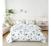Parure De Lit 90x190/200 cm en Microfibre, Ensemble de Draps 3 Pièces Imprimée, Drap Housse Ajustable 90x200 cm cm, Drap Plat 1 Personne 150x250 cm et 1 Taie d'oreiller 50x80, Feuille de Ginkgo