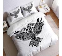 Parure de Lit 90x190 cm 1 Personne Noir Housse de Couette Oiseau Divin Abstrait en Microfibre avec 1 Taie d’Oreiller, Ensemble de Literie Enfant Garçon Fille