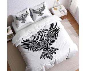 Parure de Lit 90x190 cm 1 Personne Noir Housse de Couette Oiseau Divin Abstrait en Microfibre avec 1 Taie d’Oreiller, Ensemble de Literie Enfant Garçon Fille