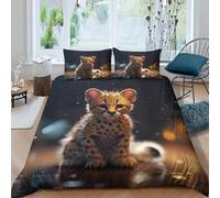 Parure De Lit 90X190 Cm Adulte Ado Enfant Léopard Des Animaux 3D Motif Housse De Couette 1-2 Personne Sets Microfibre Avec Fermeture Éclair + 2 Taies D'Oreillers 65 X65 Cm - Entretien Fac -45897848442