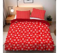 Parure de Lit 90x190 Enfant Motif Flocon de Neige - Housse de Couette 1 Personne Ethnique Réversible avec Fermeture éclair + 2 Taies d'oreiller 65x65 cm, Doux Linge de lit - éCarlate C15