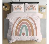 Parure de Lit 90x190 Enfant Strawberry Rainbow - Housse de Couette 1 Personne Mignon avec Fermeture éclair + 2 Taies d'oreiller 65x65 cm, Doux Linge de lit en Microfibre - Rose