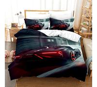 Parure de Lit 90x190 Enfant Voiture Noire Housse de Couette 90x190 110g/㎡ Microfibre + 1 Taie d'oreiller 65x65 Housse de Couette Adaptée Aux Garçons Filles Housse Couette Ado