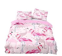 Parure De Lit 90x190 Flamant Rose Literie ImpriméE en 3D Sets De Parure Housse, Microfibre Douce Housse De Couette 90x190 Et 2 Taie Oreiller 65x65,Adapté Aux Enfants