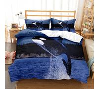 Parure De Lit 90x190 Orque Bleu foncé Literie ImpriméE en 3D Sets De Parure Housse, Microfibre Douce Housse De Couette 90x190 Et 2 Taie Oreiller 65x65，Adapté Aux Enfants